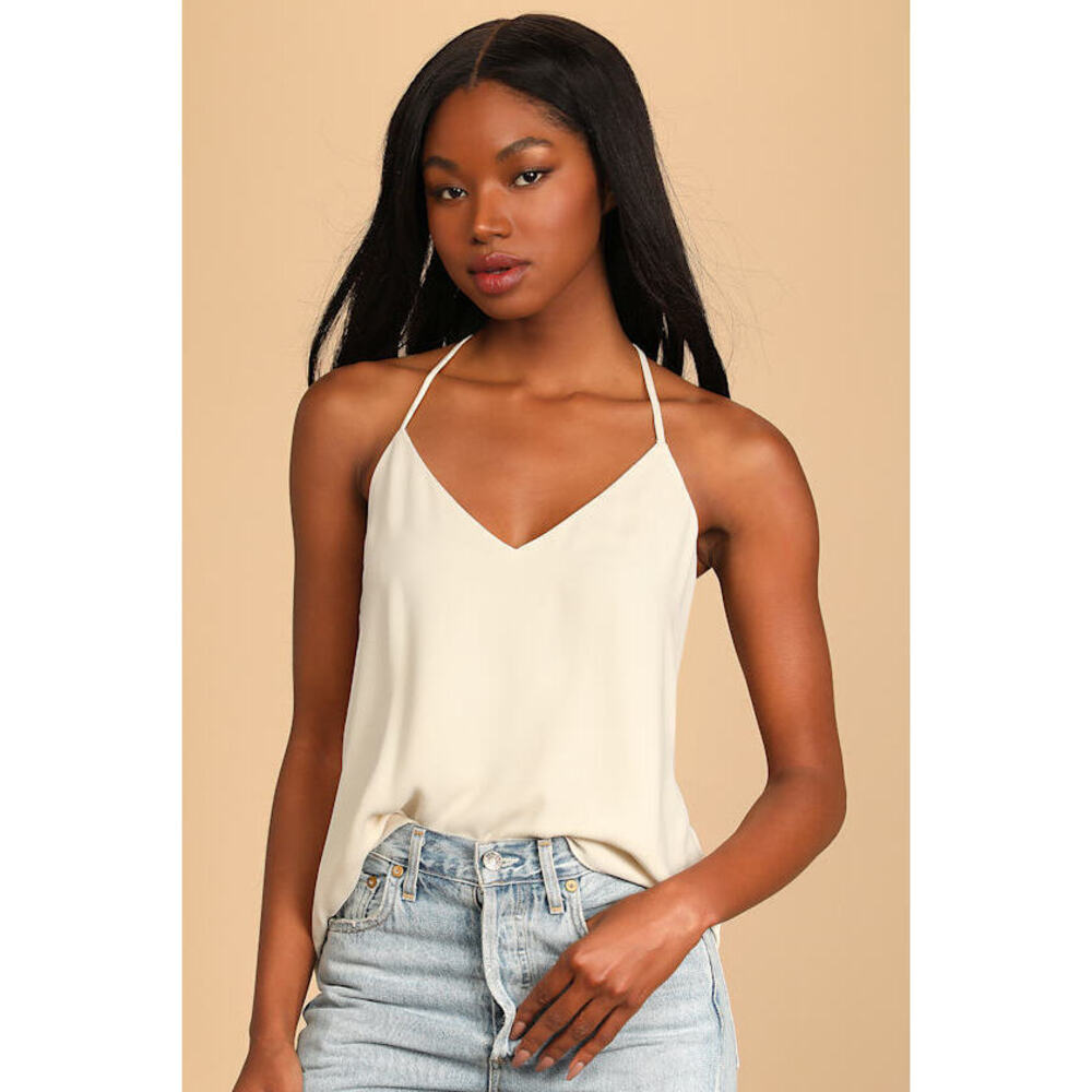 NWT Lulus Chic Disposition Ivory Sleeveless T-back Cami Top
